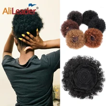 

Alileader Afro Synthetic Kinky Hair Bun Black Brown Fluffy Chignon Drawsting Fake Puff Ponytail Hair Extensions Curly Hairpieces