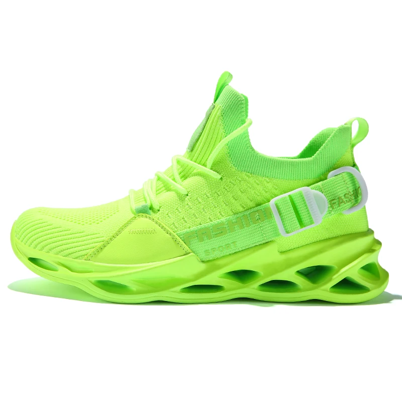 Новое поступление, весенне-летняя удобная повседневная обувь из ТПУ Мужская парусиновая обувь, брендовые модные лоферы на плоской подошве со шнуровкой, размеры 39-46 - Цвет: Светло-зеленый