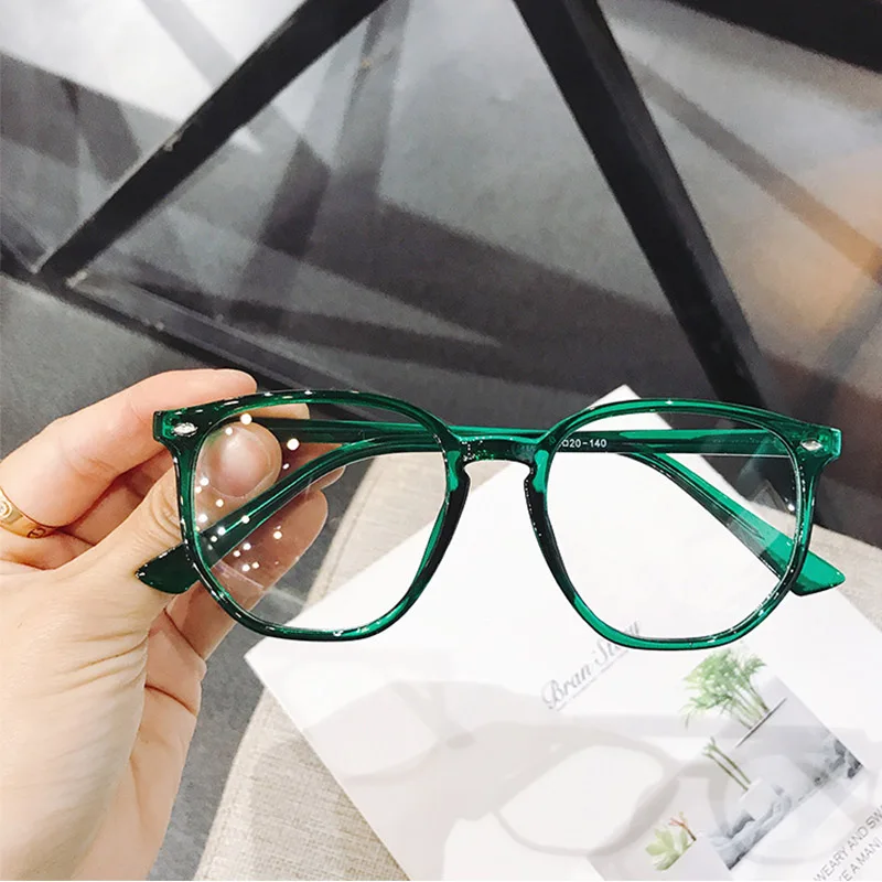 Unisex Rice Designer Green Round Glasses Frame Clear lens Eyewear Woman