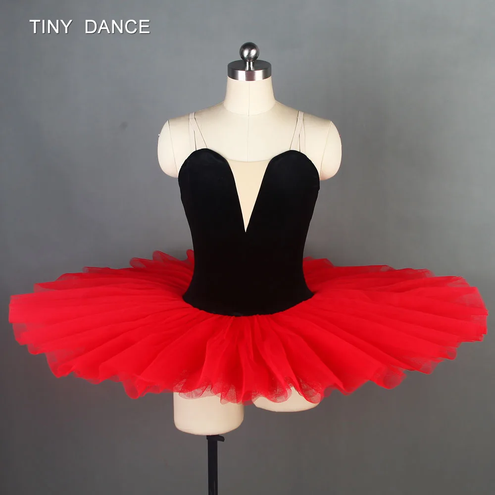 Предварительно профессиональная балетная танцевальная юбка-пачка, эластичный бархатный лиф с v-образным вырезом, балетная плиссированная пачка для девочек и женщин, 11 размеров, BLL093 - Цвет: red