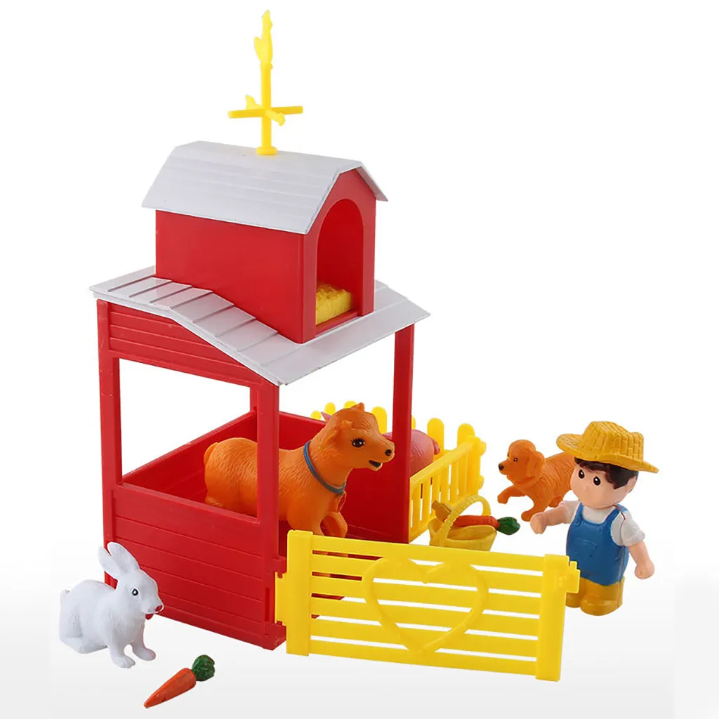 DIY кукольный домик Миниатюрный Фермерский домик серия моделирование животных пластиковый щенок кролики девочка мини ролевые игры набор
