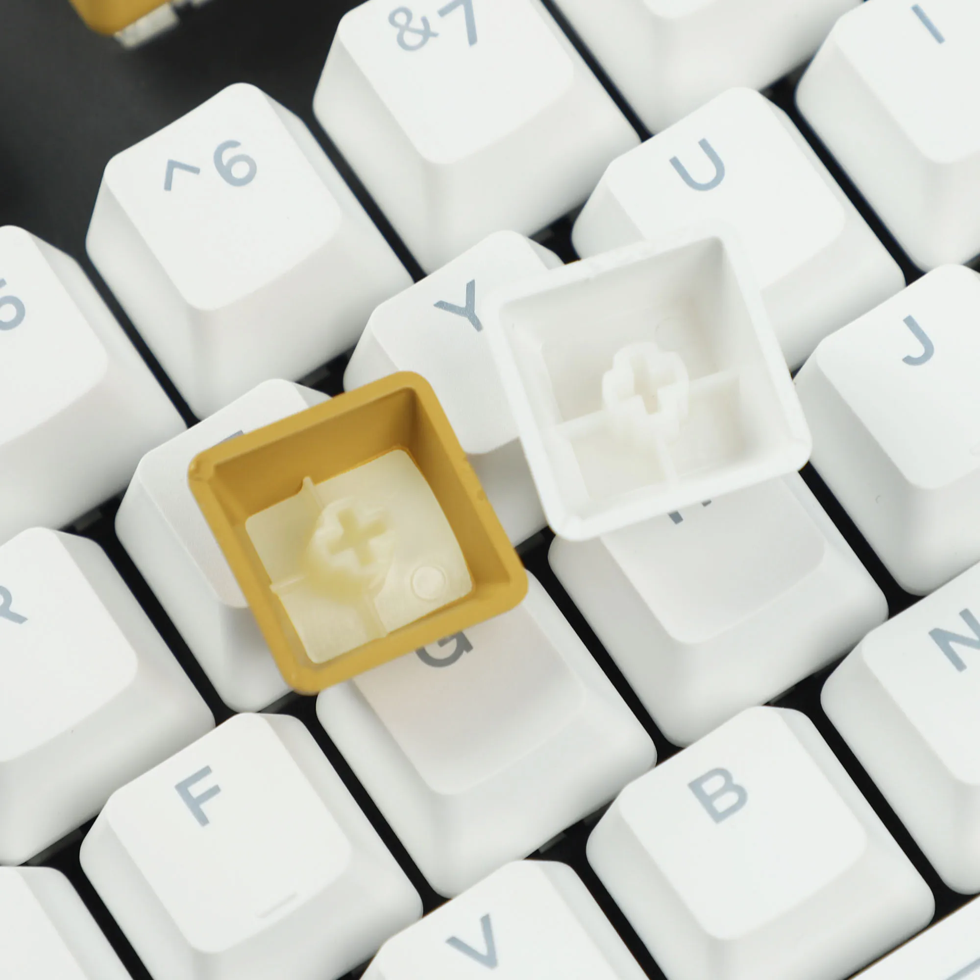 YMDK-Azul e Branco Duplo Tiro Backlit Keycaps,