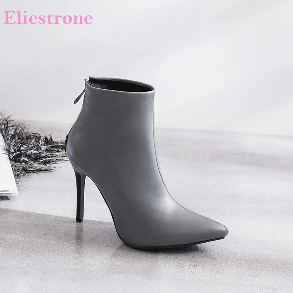 Г., новые удобные зимние женские ботильоны серого и коричневого цвета пикантная женская обувь на очень высоком каблуке Большие размеры 11, 43, 45, 48, LA247