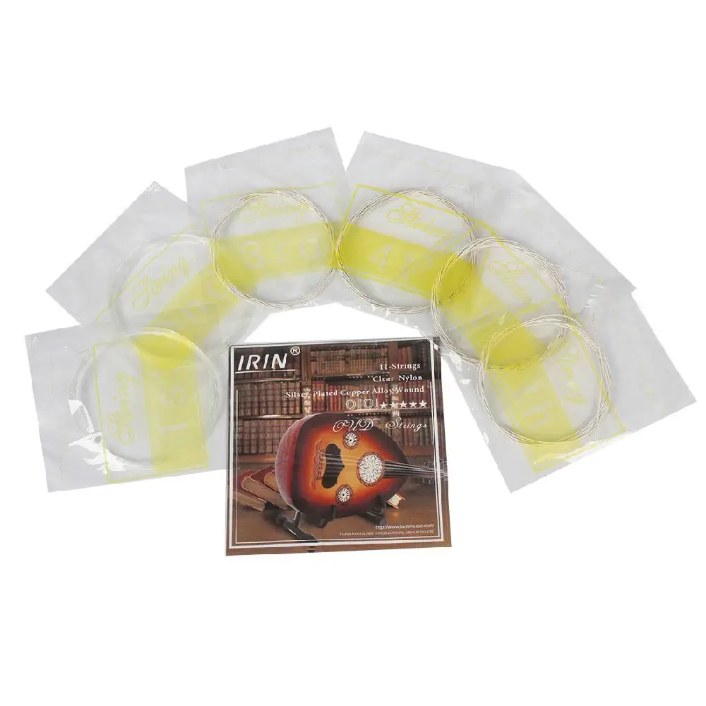 IRIN Udchenko Oud Lute Strings 10/11/12 Strings Set Transparent Nylon & Silver-Plated Copper Alloy Wrapped Strings