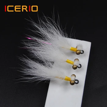 

ICERIO 4PCS White Clouser Deep Minnow Fly Tying Hook Trout Bonefish Redfish Saltwater Fishing Fly Lures