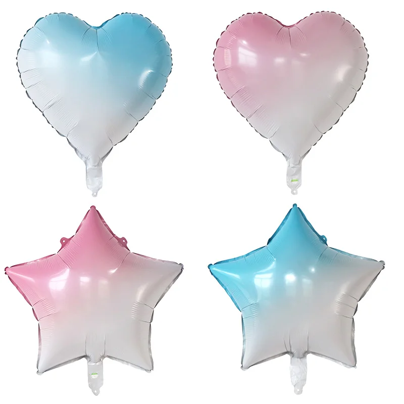 

10pcs 18inch Gradient Star Heart Shape Foil Helium Balloons Baby Shower Wedding Birthday Theme Party Christmas Decora Air Globos