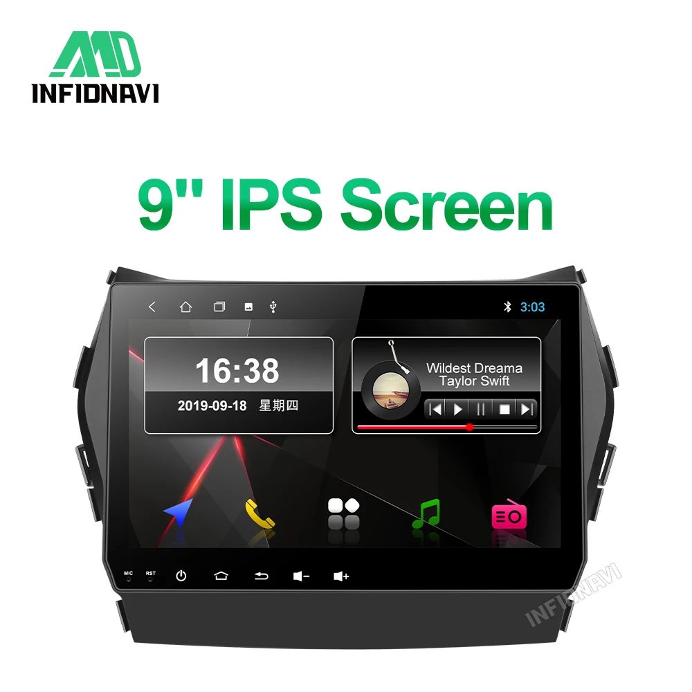 Best INFIDNAVI PX30 Android 9.0 car dvd 2+32G gps video radio player for Hyundai IX45 Santa Fe 2013/2014/2015 car 1