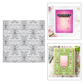 

2020 New Square Branch Leaf Heart Flowers Embossing Background Stamps For Making Greeting Card and Paper No Metal Cutting Dies