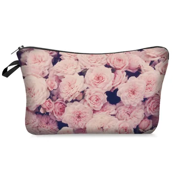 

3D Printing flower makeup bag women Fashion travel organizer cosmetic bag trousse de maquillage pencil case