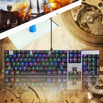 

Mechanical USB Colorful LED Illuminated Backlit Water Resistant Gaming Keyboard English Russian French Portuguese Mechanical