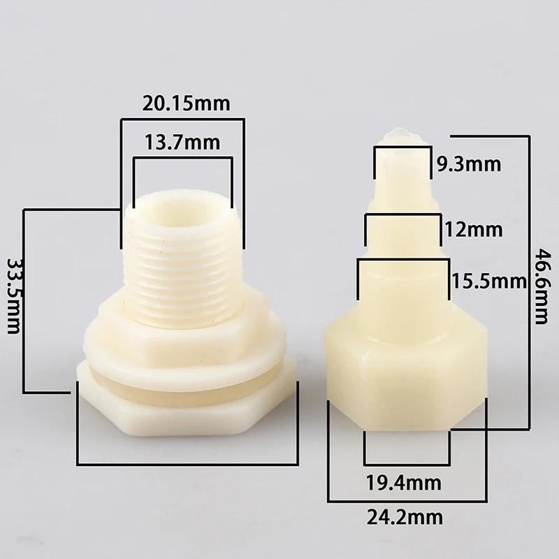 Water Tank Connector 1pc 1/2" Tank Bulkhead Pipe Joint for Inlet Outlet