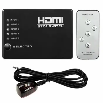 

5 Port 1080P Hdmi Switch Switcher Selector Splitter Hub With Ir Remote For Hdtv Ir Remote Control 5 Ports