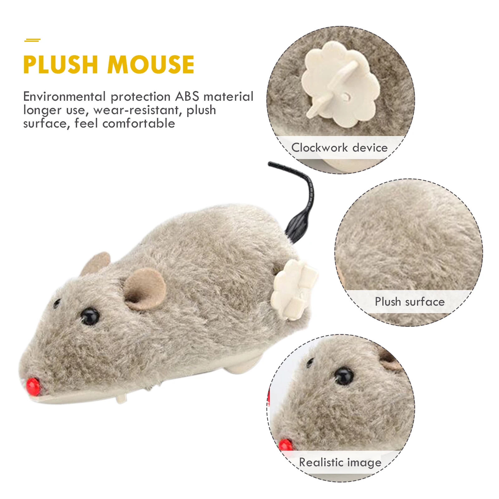 1pcs Wind Up Mouse for Cats Kitten Funny With Sound Rattling Soft Clockwork Rat Interactive False Mouse Cat Pet Toys