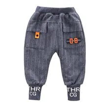 Хлопковые Штаны в полоску с буквенным принтом для малышей повседневные осенние модные удобные штаны-шаровары для мальчиков От 6 месяцев до 4 лет