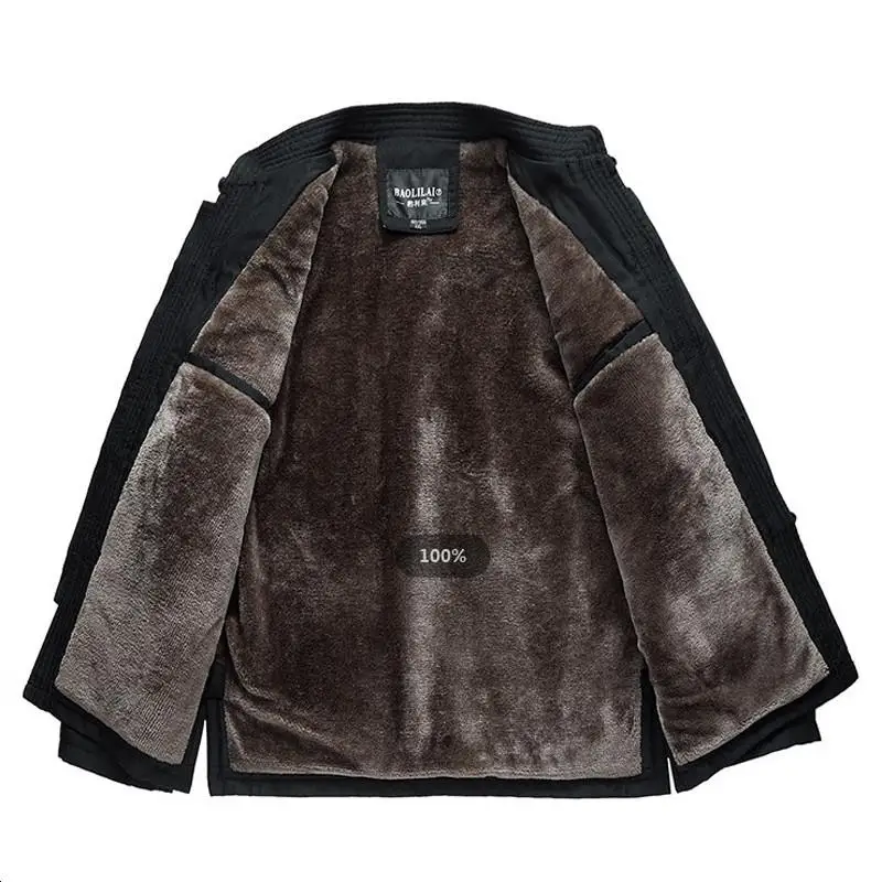 Dragon Jacket Men Chinese Dragon Shirt Mens Chinese Jackets Wing Chun Clothing Mandarin Collar Suit Man Coat Thick Winter