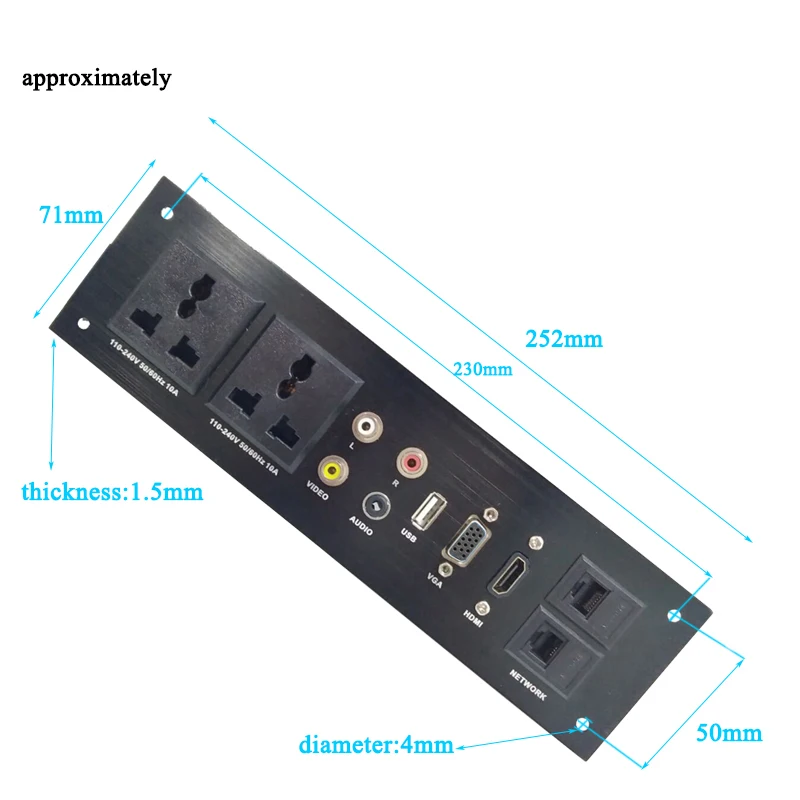 Painel de Liga de Alumínio Placa de Alimentação Áudio Vga Rede Hdmi Interface uk - ue Eua cn Tomada Elétrica China Plug Adaptador ac 110-240 v Usb - Image 6