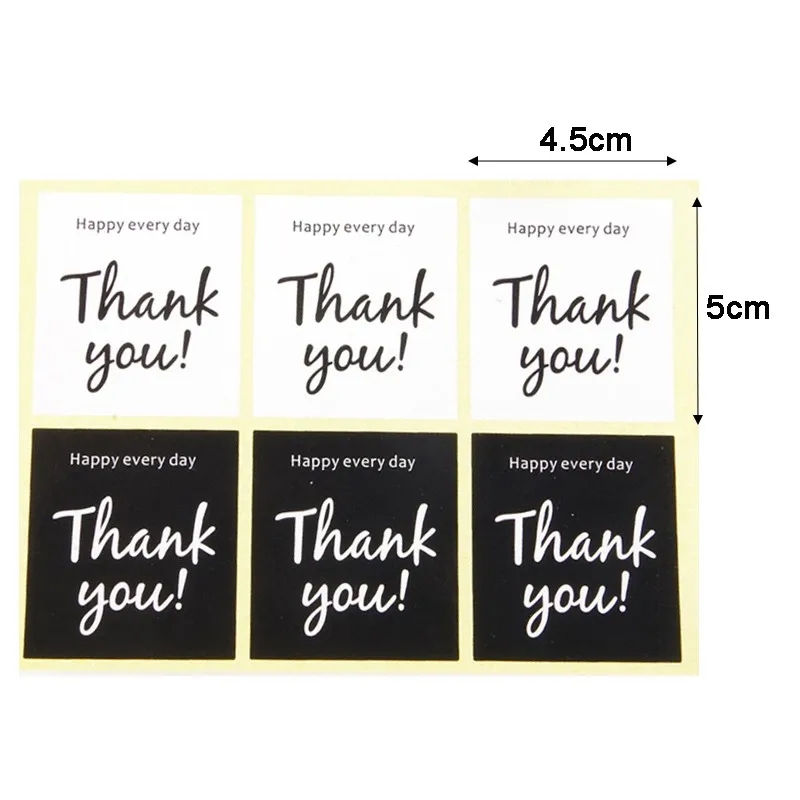 60pcs/pack Black/White thank you seal sticker moon cake food box decoration DIY Handmade decoration Pasted Opaque square