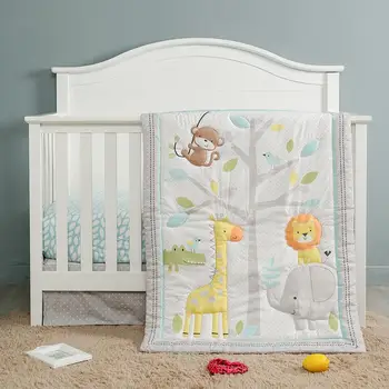 

4pcs micro fiber brushed baby beddding set- comfortert, crib sheet, crib skirt, bumpers 2020 new design new born baby gift