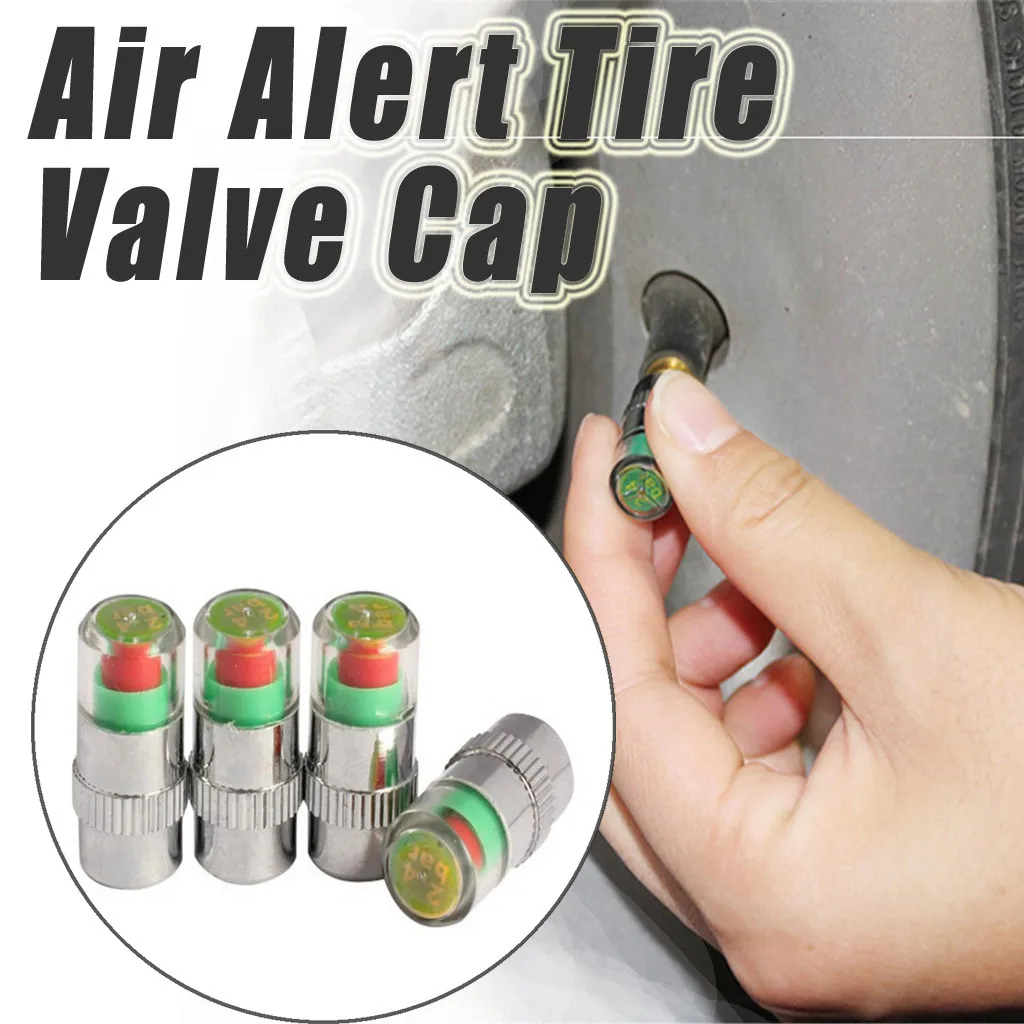 

Car Auto Tire Valves Cup 36 PSI Bar Car Tire Pressure Monitoring Cap Sensor Chromed Metal Round Style avoid premature tire 8X