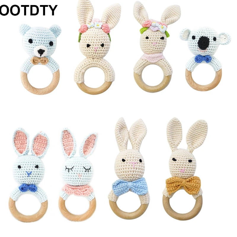 Anneau De Dentition En Bois Pour Bebe Diy Crochet Lapin Hochet En Coton Chien Sucette Bracelet Pour Nourrisson Jouets Molaires Aliexpress