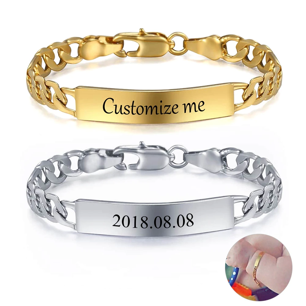 Bracelet Personnalise Pour Bebe Couleur Or Argent Lien Figaro Nom De Naissance Id Pour Filles Et Garcons Cadeau Unique Gbm100 Aliexpress Bijoux Et Accessoires