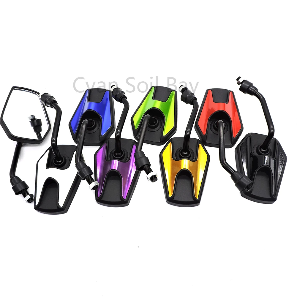 

7 colors Iron rod + plastic shell Universal Motorcycle Rearview Mirrors Motorbike Scooter Side Mirrors 10 mm screw