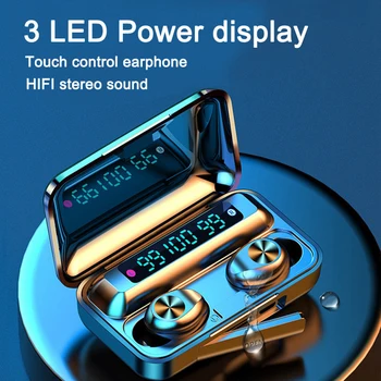 

3 LED display Bluetooth Wireless Earphones Touch control Headset Gaming 9D Stereo Earphone noise cancelling Headphones With mic
