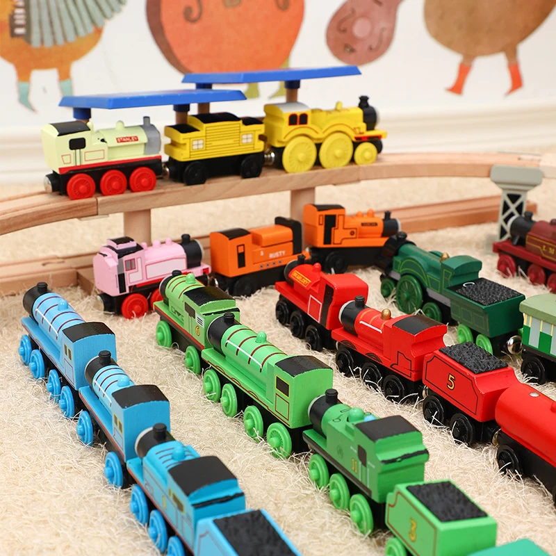 

Wooden Train Toys Carriage Trains Model Magnetic Railway Train Track TOY Accessories Wood Locomotive Cars for Children Kids Gift