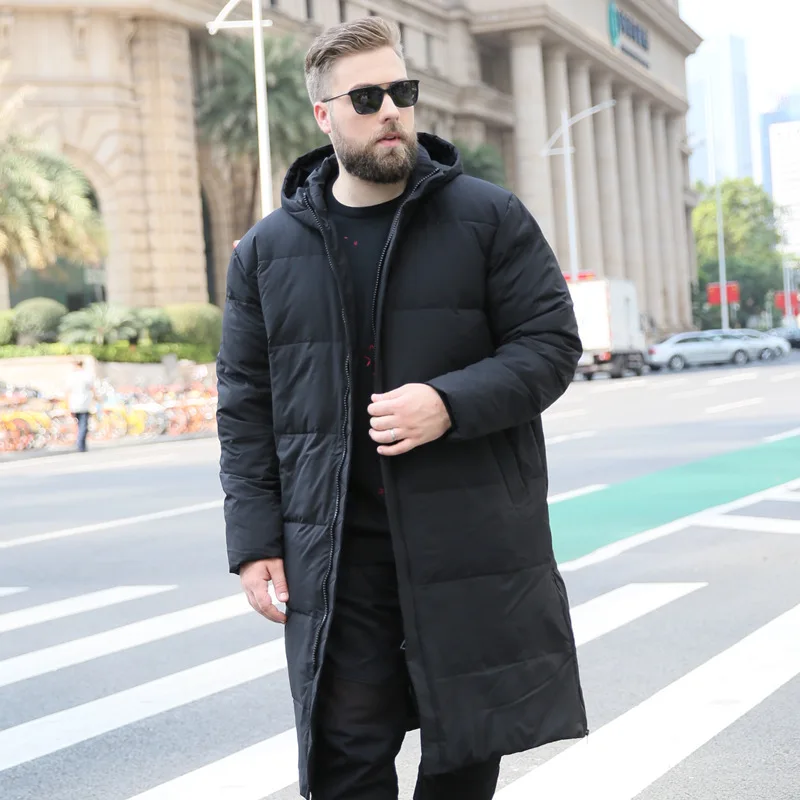 203 Black XL-7XL, 8XL, 9XL, 10XL, зимний теплый пуховик, плюс удобрение, большой размер, с капюшоном, Повседневный, мужской пуховик - Цвет: 203 Black