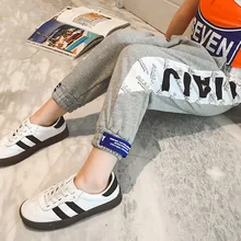 Спортивные штаны для девочек весенняя одежда Новинка года, стильные свободные детские штаны повседневные весенние штаны в западном стиле для больших мальчиков в Корейском стиле