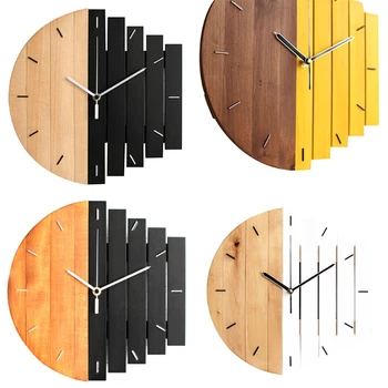 

Wooden Wall Clock Rustic Shabby Clock Quiet Art Watch Home Decoration