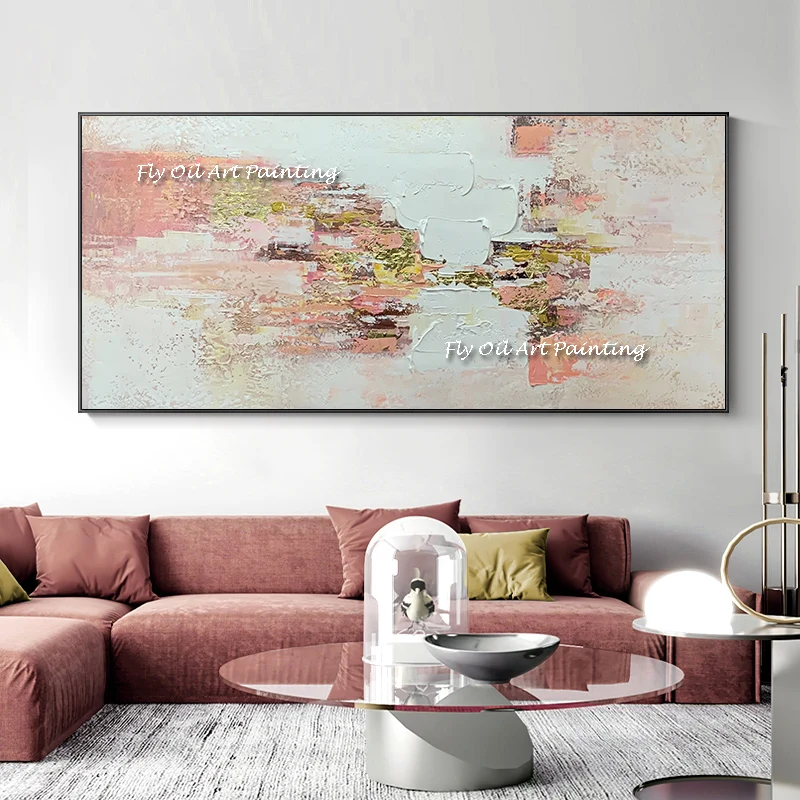 

Abstract Grey Pink Canvas 100% Handmade Oil Painting Advanced Wall Picture for Living Room Big Wall Art Modern Home Decoration