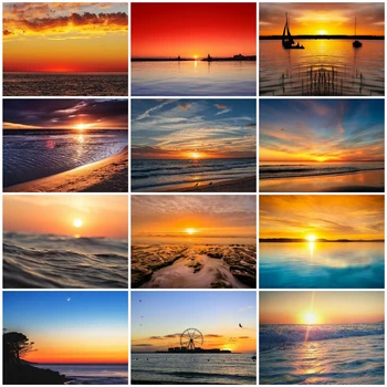 

HUACAN Painting By Numbers Seascape Drawing On Canvas Sea DIY Pictures By Number Hand Painted Paintings Landscape Home Decor