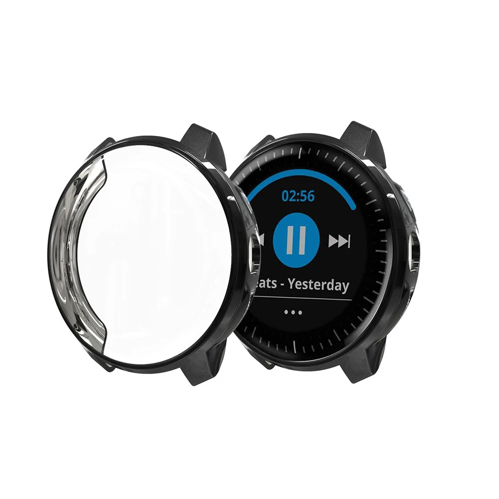 Ультратонкий Мягкий чехол для смарт часов для Garmin vivoactive 3 Music полная защита экрана TPU чехол для Garmin vivoactive3 Music capa - Цвет: Черный