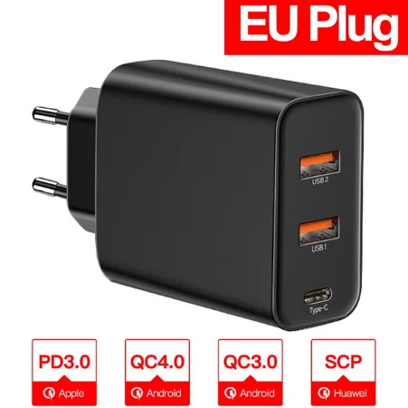 Baseus 60 Вт Быстрая зарядка 4,0 3,0 Мульти USB зарядное устройство для iPhone 11 Pro Max iPad Macbook SCP QC4.0 QC3.0 QC type C PD быстрое зарядное устройство - Тип штекера: Black EU Plug