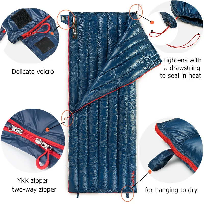 Naturehike CW280 Lightweight 3 Season Compact Rectangular Goose Down Camping Sleeping Bag Summer Waterproof Hiking Sleeping Bag