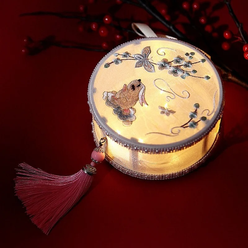 Chinese Style Handmade silk Mid-Autumn Festival ancient style palace lamp flower jade moon rabbit creative luminous lanterns | Дом и сад