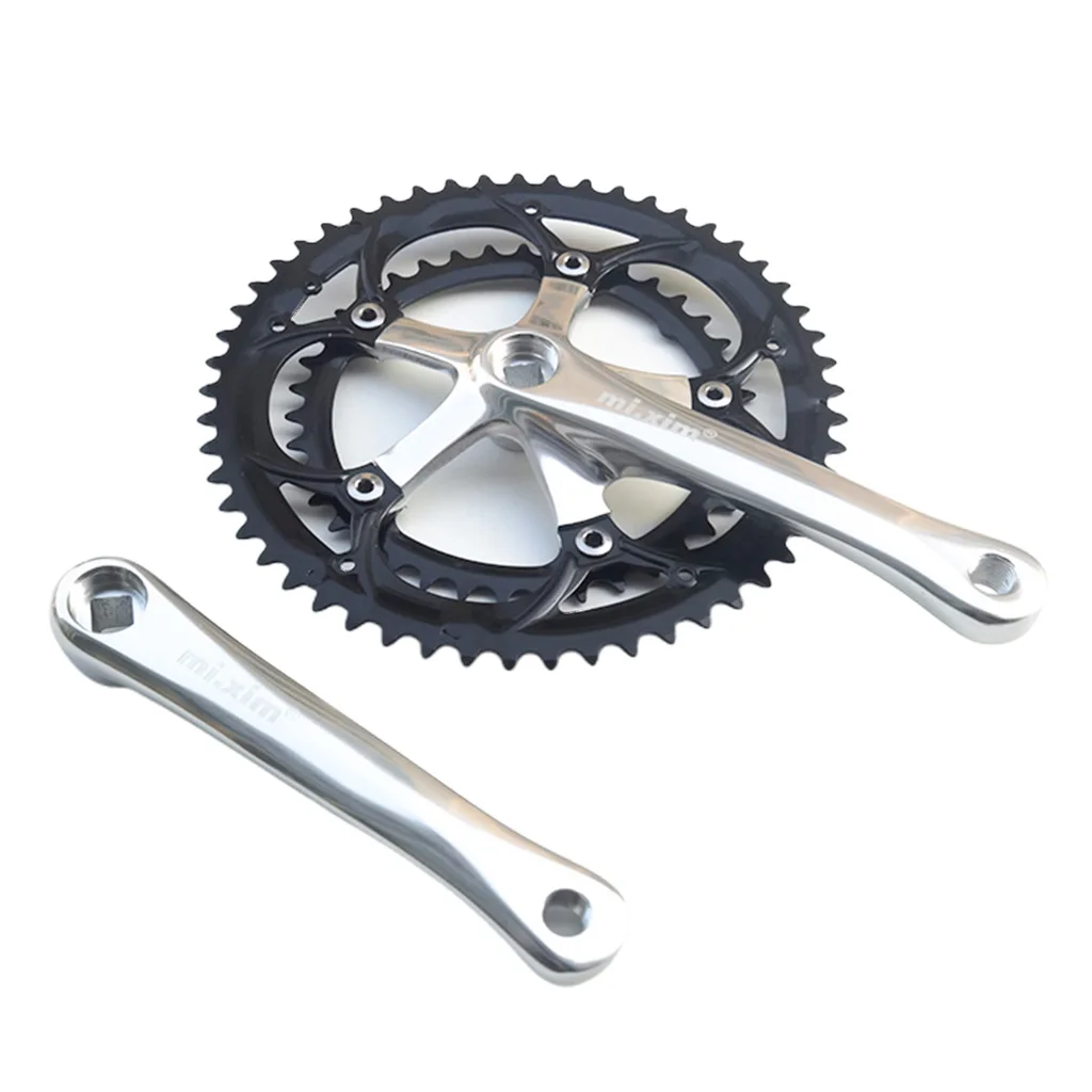 mi.Xim Bike Crankset 39-53T 6-10 Speed Double Chainring 130BCD 165mm Crankarms Cycle Fixed Gear Left Right Crankarms Cassettes