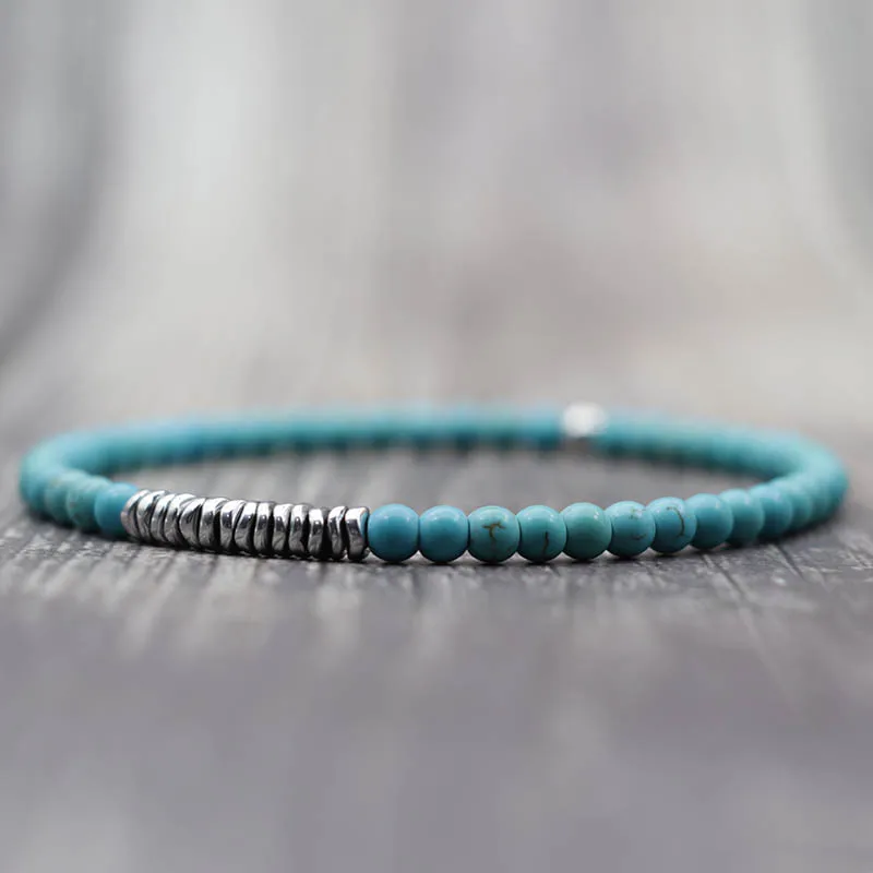 Natural Small Beads Bracelet Stone Handmade Blue Red Turquoise Men Women Lucky Armband Student Outdoor Biker Accessories