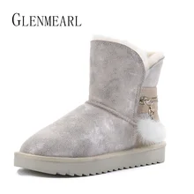Женские зимние ботинки; зимняя обувь из натуральной кожи с мехом и шерстью; высококачественные классические женские ботинки в австралийском стиле; ботильоны из овечьей кожи на платформе