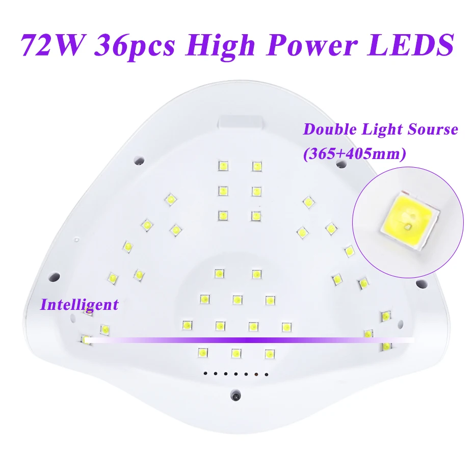 72 Вт маникюрная лампа для сушки ногтей 36 светодиодный s УФ светодиодный сенсорный светильник инфракрасная Чувствительная быстрая отверждение для гель-лака инструменты для дизайна ногтей CHFBS2-1