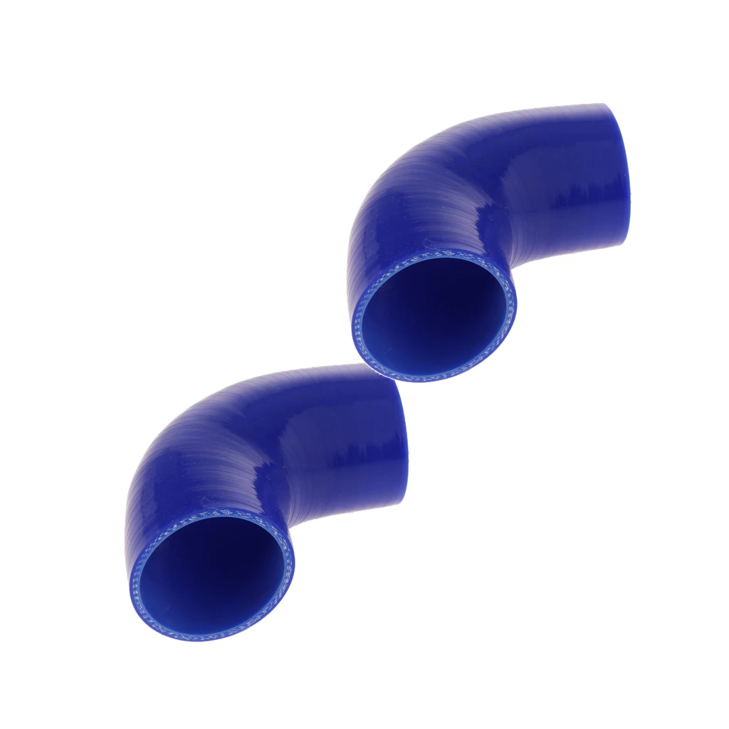 Set of 2 90 Degree 63mm Elbow Silicone Coupler Reducer Hose Intercooler Piping Blue