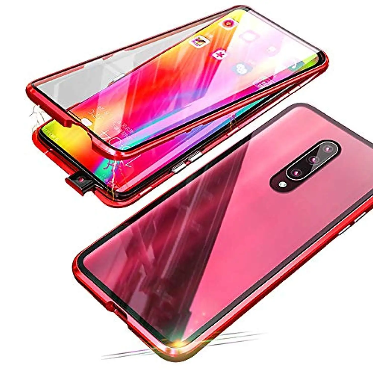 Чехол для Xiaomi mi 9T 9T Pro 9 Red mi Note 8 Pro K20 чехол Магнитная Адсорбция металлическая рамка алюминий 9H стекло 360 полная защита - Цвет: red