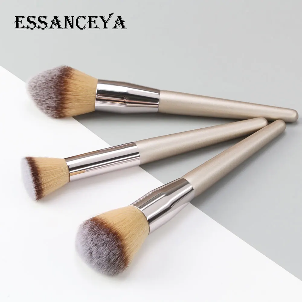 ESSANCEYA 10 шт., роскошные кисти для макияжа цвета шампанского, набор деревянных румян, Тональная основа, пудра, тени для век, косметические инструменты, Кисть для макияжа