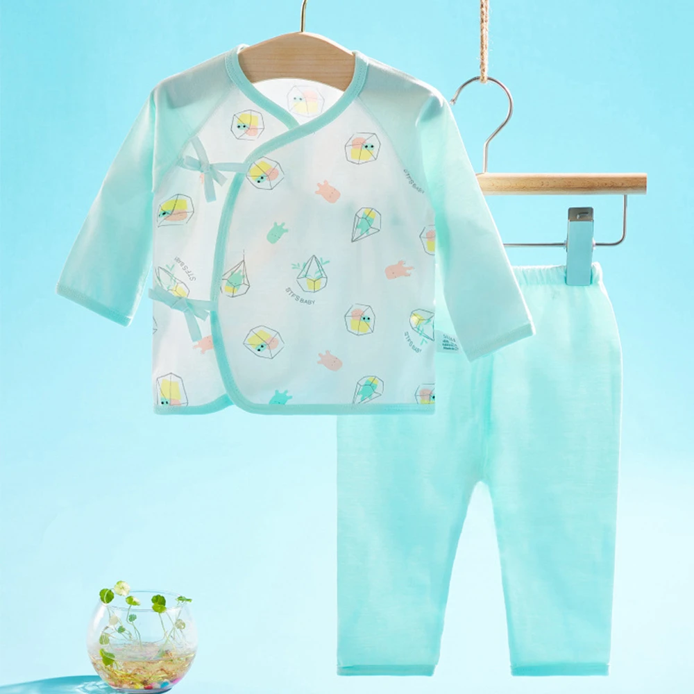 Newborn Baby Boy Clothes Set Cotton Cartoon Belt Long Sleeve Tops Pants Unisex Summer Two Piece 0-6 Months Hospital Girl Outfits Baby Clothing Set near me