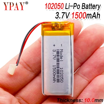 

3.7V 1500mAh 102050 Lithium Polymer Li-Po li ion Rechargeable Battery For MP3 MP4 MP5 GPS DVD tablet Bluetooth camera Lipo cell