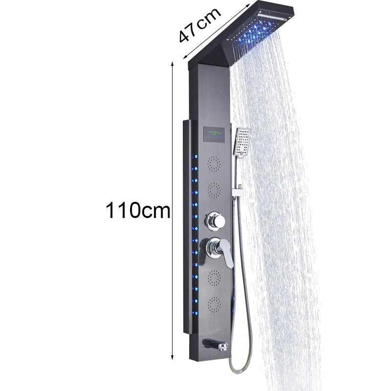 Led Shower Panel 5 Function Bathroom Shower Faucet Wall Mounting Cold and Hot Column