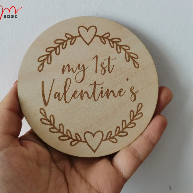 set of 20 pcs My First Valentine card baby my 1st wooden product for valentine day signs