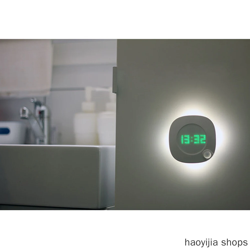 Новые часы на батарейках пассивный инфракрасный датчик движения светильник Регулируемая яркость магнит Ночной светильник с датчиком движения часы