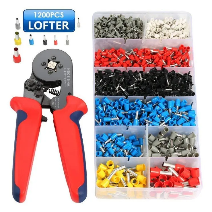 

1200pcs terminal crimping tools mini electrical pliers HSC8 precision clamp set 0.08-10mm tubular crimping pliers tools set
